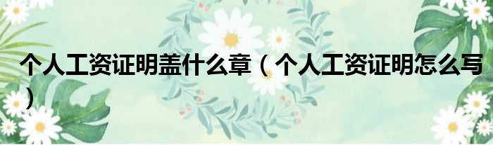 个人工资证明盖什么章 个人工资证明怎么写