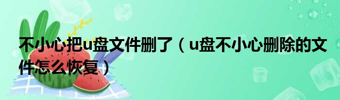 不小心把u盘文件删了 u盘不小心删除的文件怎么恢复