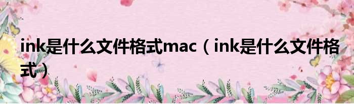ink是什么文件格式mac ink是什么文件格式