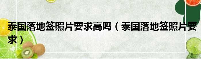 泰国落地签照片要求高吗 泰国落地签照片要求