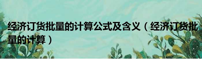 经济订货批量的计算公式及含义 经济订货批量的计算
