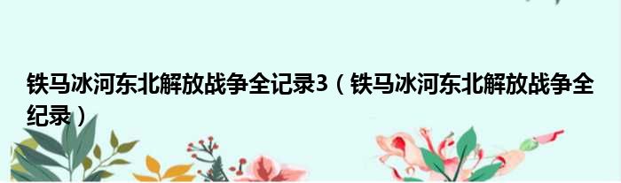 铁马冰河东北解放战争全记录3 铁马冰河东北解放战争全纪录