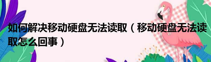 如何解决移动硬盘无法读取 移动硬盘无法读取怎么回事