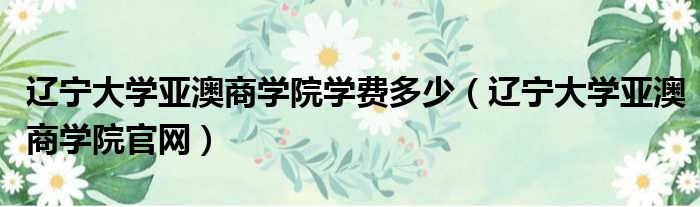 辽宁大学亚澳商学院学费多少 辽宁大学亚澳商学院官网