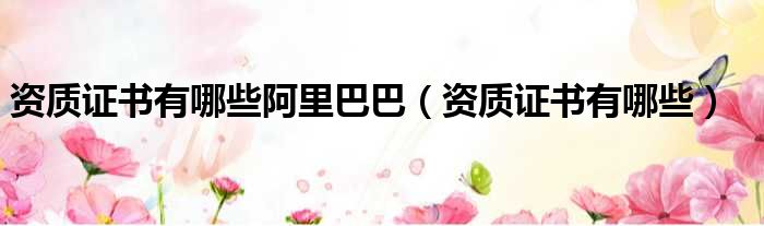 资质证书有哪些阿里巴巴 资质证书有哪些