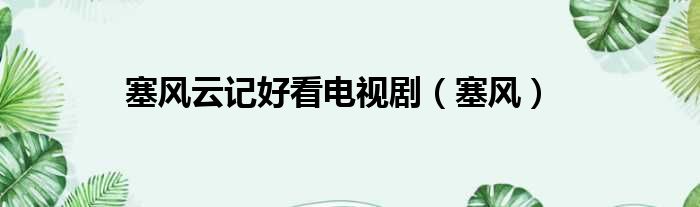 塞风云记好看电视剧 塞风