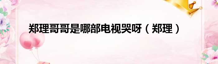 郑理哥哥是哪部电视哭呀 郑理