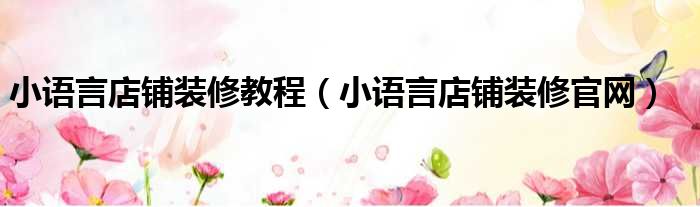 小语言店铺装修教程 小语言店铺装修官网
