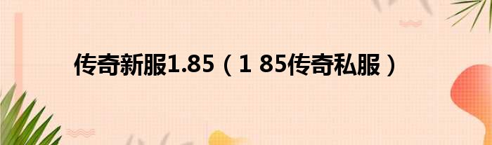 传奇新服1.85 1 85传奇私服