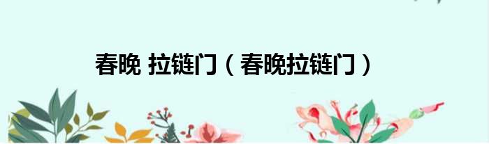 春晚 拉链门 春晚拉链门