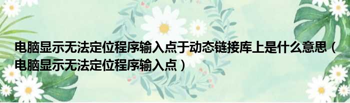 电脑显示无法定位程序输入点于动态链接库上是什么意思 电脑显示无法定位程序输入点