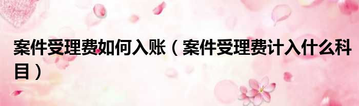 案件受理费如何入账 案件受理费计入什么科目