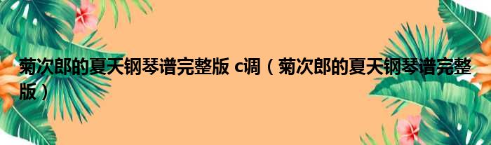 菊次郎的夏天钢琴谱完整版 c调 菊次郎的夏天钢琴谱完整版