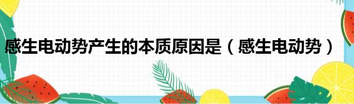 感生电动势产生的本质原因是 感生电动势