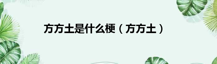 方方土是什么梗 方方土