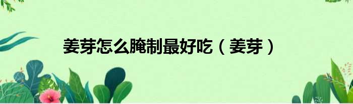 姜芽怎么腌制最好吃 姜芽