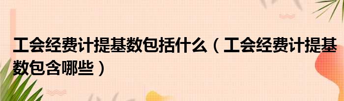 工会经费计提基数包括什么 工会经费计提基数包含哪些