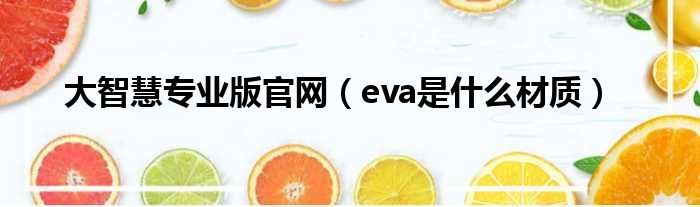 大智慧专业版官网 eva是什么材质