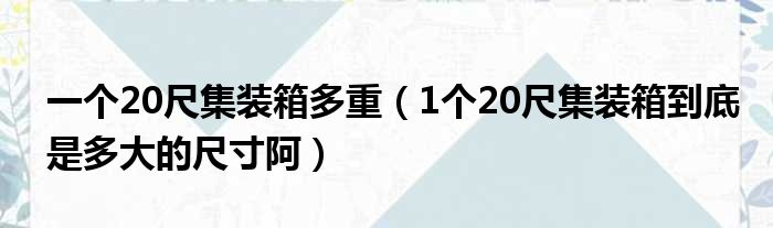 一个20尺集装箱多重 1个20尺集装箱到底是多大的尺寸阿