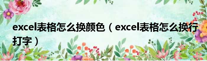 excel表格怎么换颜色 excel表格怎么换行打字