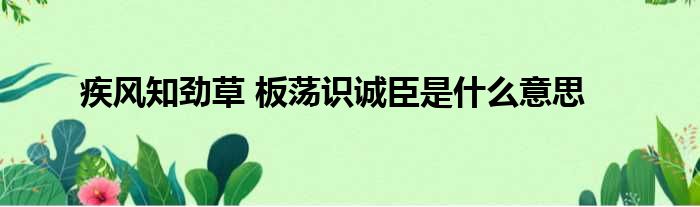 疾风知劲草 板荡识诚臣是什么意思