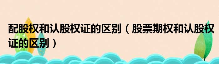 配股权和认股权证的区别 股票期权和认股权证的区别
