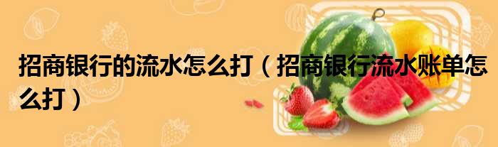 招商银行的流水怎么打 招商银行流水账单怎么打