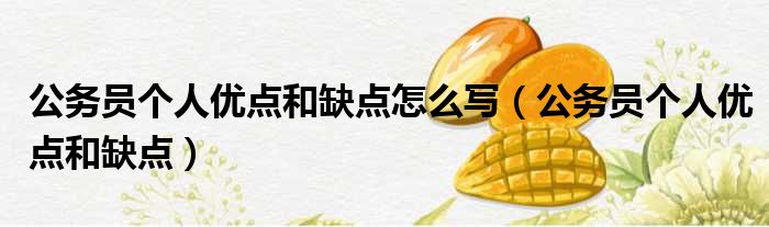 公务员个人优点和缺点怎么写 公务员个人优点和缺点