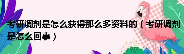 考研调剂是怎么获得那么多资料的 考研调剂是怎么回事