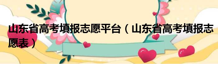山东省高考填报志愿平台 山东省高考填报志愿表