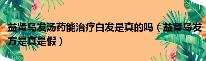 益肾乌发汤药能治疗白发是真的吗 益肾乌发方是真是假