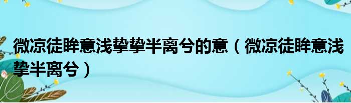 微凉徒眸意浅挚挚半离兮的意 微凉徒眸意浅挚半离兮