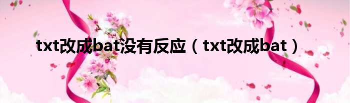 txt改成bat没有反应 txt改成bat