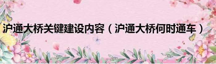 沪通大桥关键建设内容 沪通大桥何时通车