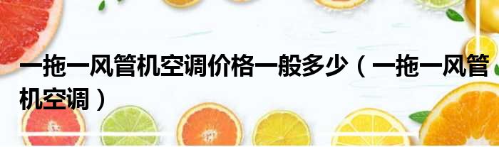 一拖一风管机空调价格一般多少 一拖一风管机空调