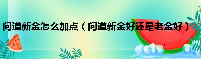 问道新金怎么加点 问道新金好还是老金好