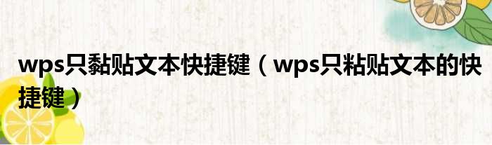 wps只黏贴文本快捷键 wps只粘贴文本的快捷键