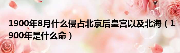 1900年8月什么侵占北京后皇宫以及北海 1900年是什么命