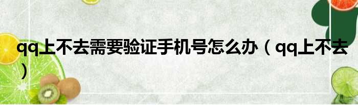 qq上不去需要验证手机号怎么办 qq上不去