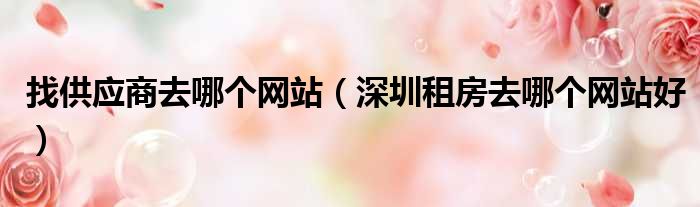 找供应商去哪个网站 深圳租房去哪个网站好