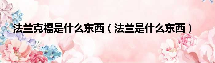 法兰克福是什么东西 法兰是什么东西