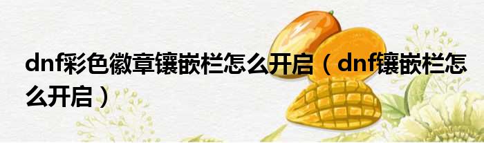 dnf彩色徽章镶嵌栏怎么开启 dnf镶嵌栏怎么开启