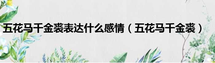 五花马千金裘表达什么感情 五花马千金裘