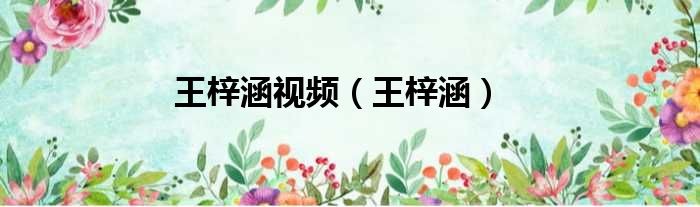 王梓涵视频 王梓涵