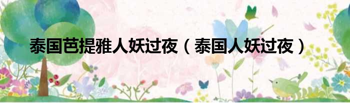 泰国芭提雅人妖过夜 泰国人妖过夜