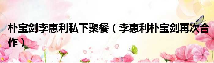 朴宝剑李惠利私下聚餐 李惠利朴宝剑再次合作