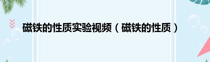 磁铁的性质实验视频 磁铁的性质