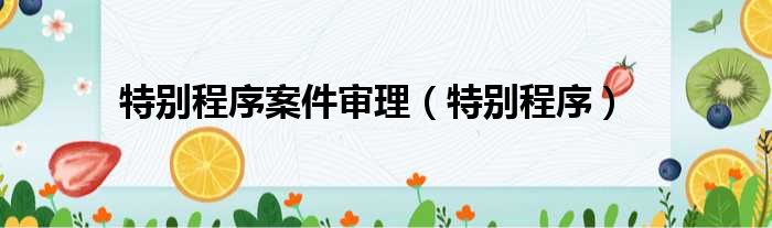 特别程序案件审理 特别程序