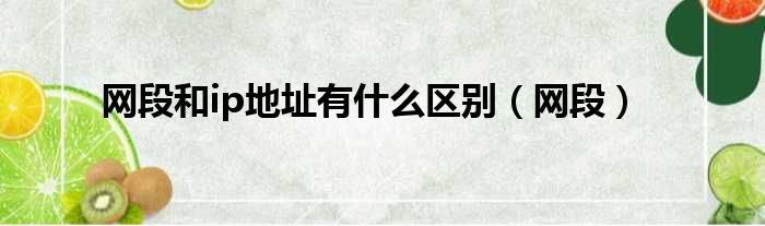 网段和ip地址有什么区别 网段