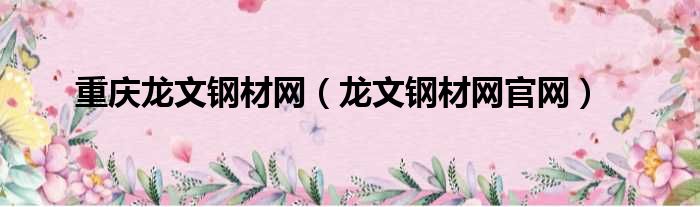 重庆龙文钢材网 龙文钢材网官网